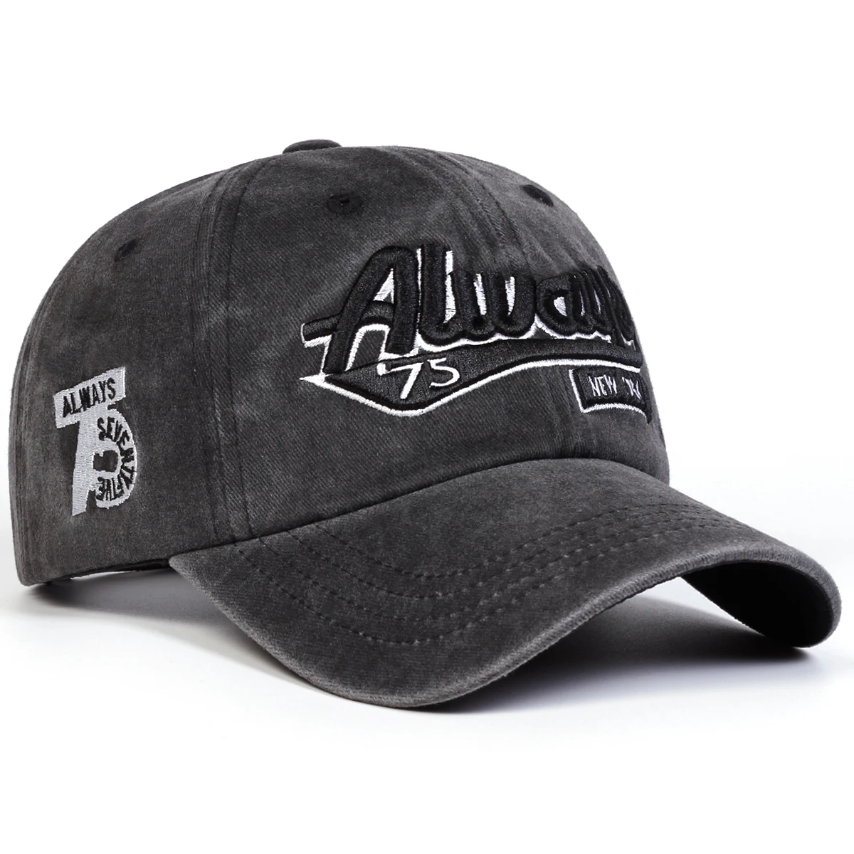 Unisex Always75 Baseballkappe mit Buchstaben-Stickerei, Verstellbare Outdoor-Kappe für Frühling und Herbst, Lässiger Sonnenschutz-Hut – Detail 2