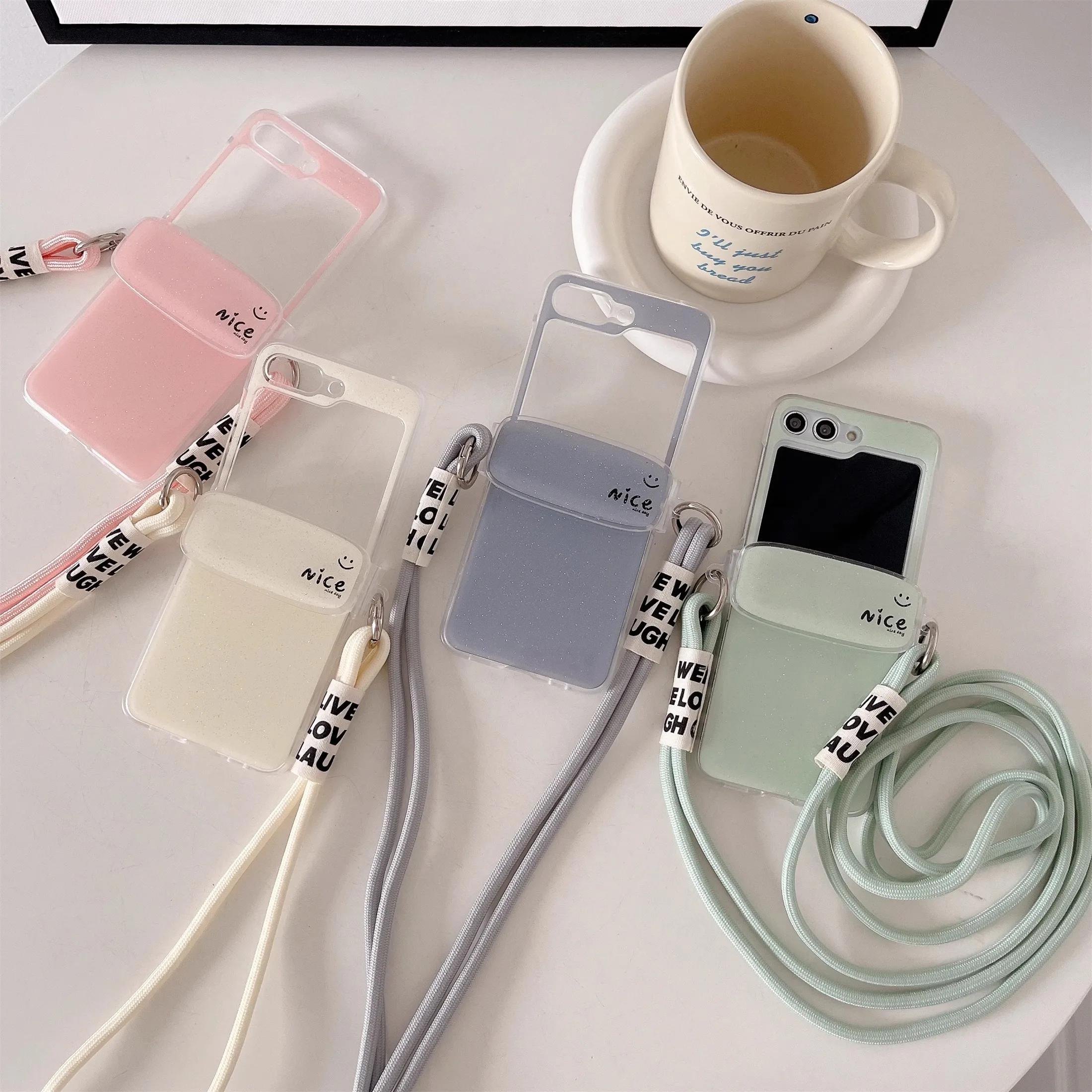 

Transparent Drip Glitter Folding Screen Case for Samsung Galaxy Z Flip 5 4 3 5G Cases Flip Screen Drop Proof Cover