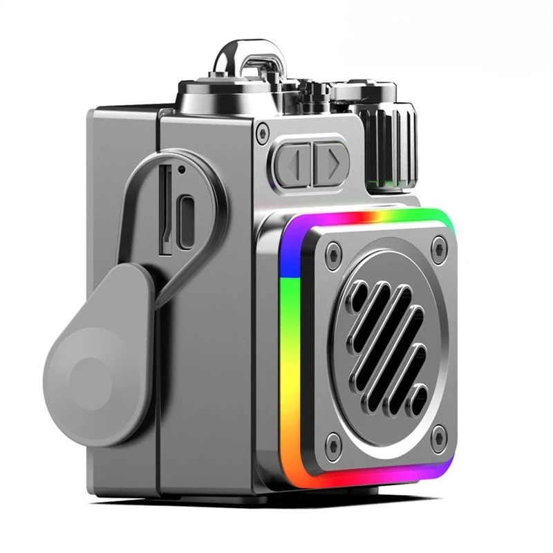 רמקול מכאני Bluetooth מתכתי עם מסך תצוגה LED, RGB, סאבוופר לשולחן, רמקול אלחוטי חזק, תמיכה בלוח שנה ושעון מעורר