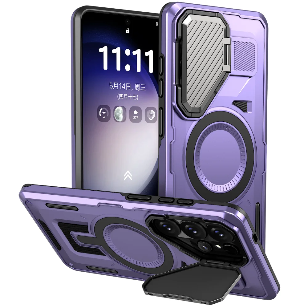 Durable Magnetic Protective Case with Lens Stand Holder