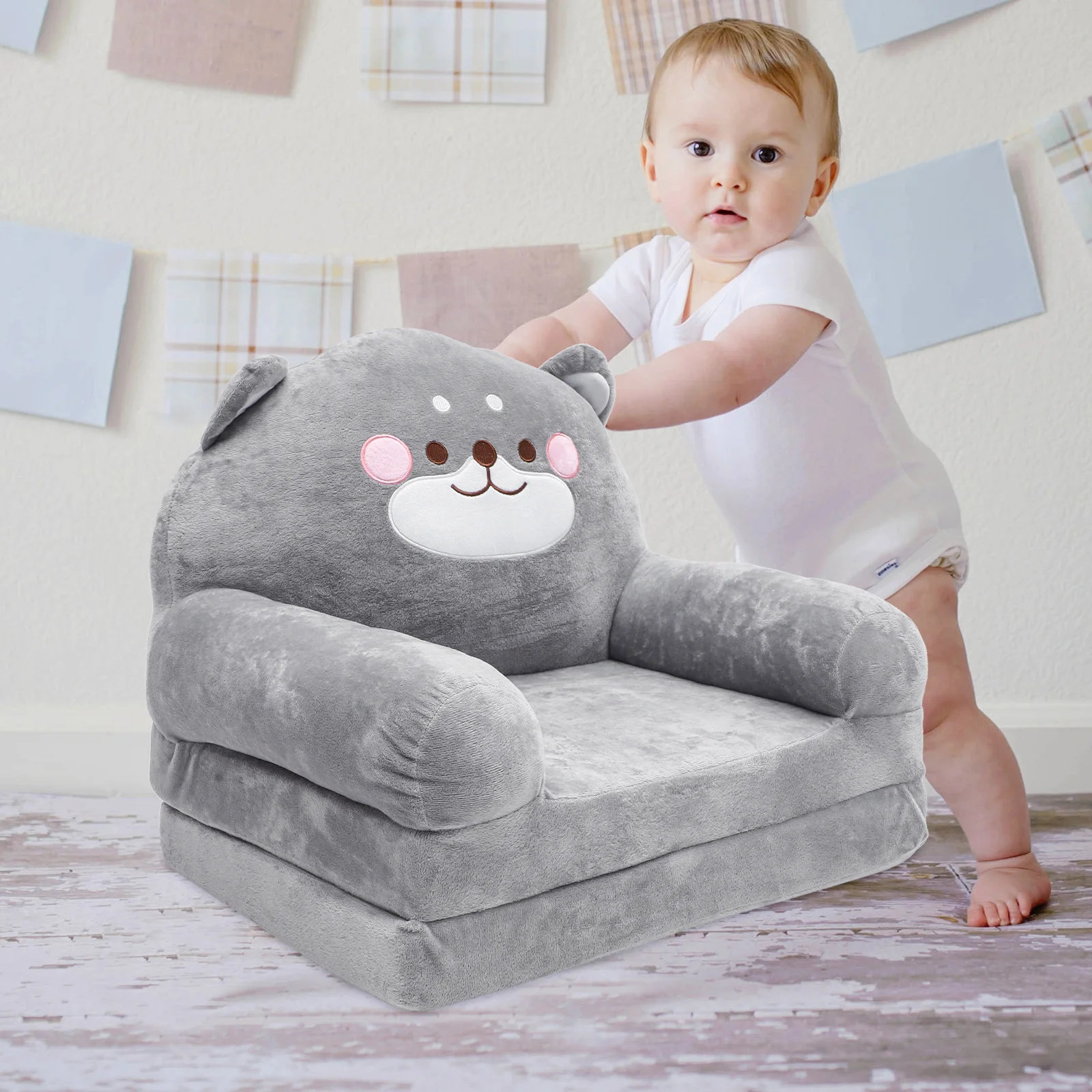 

Sofa Children Cozy Chair Child Elephant Folding Sofa Plush Foldable Backrest Chairs Cartoon Armchair for Playroom Bedroom