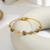 Lucky Dvil's Eye Bracelet Stainless Steel Blue Evil Eye Golden Thin Cuff Bangle with Rhinestones For Men Women Fashion Jewelry 6