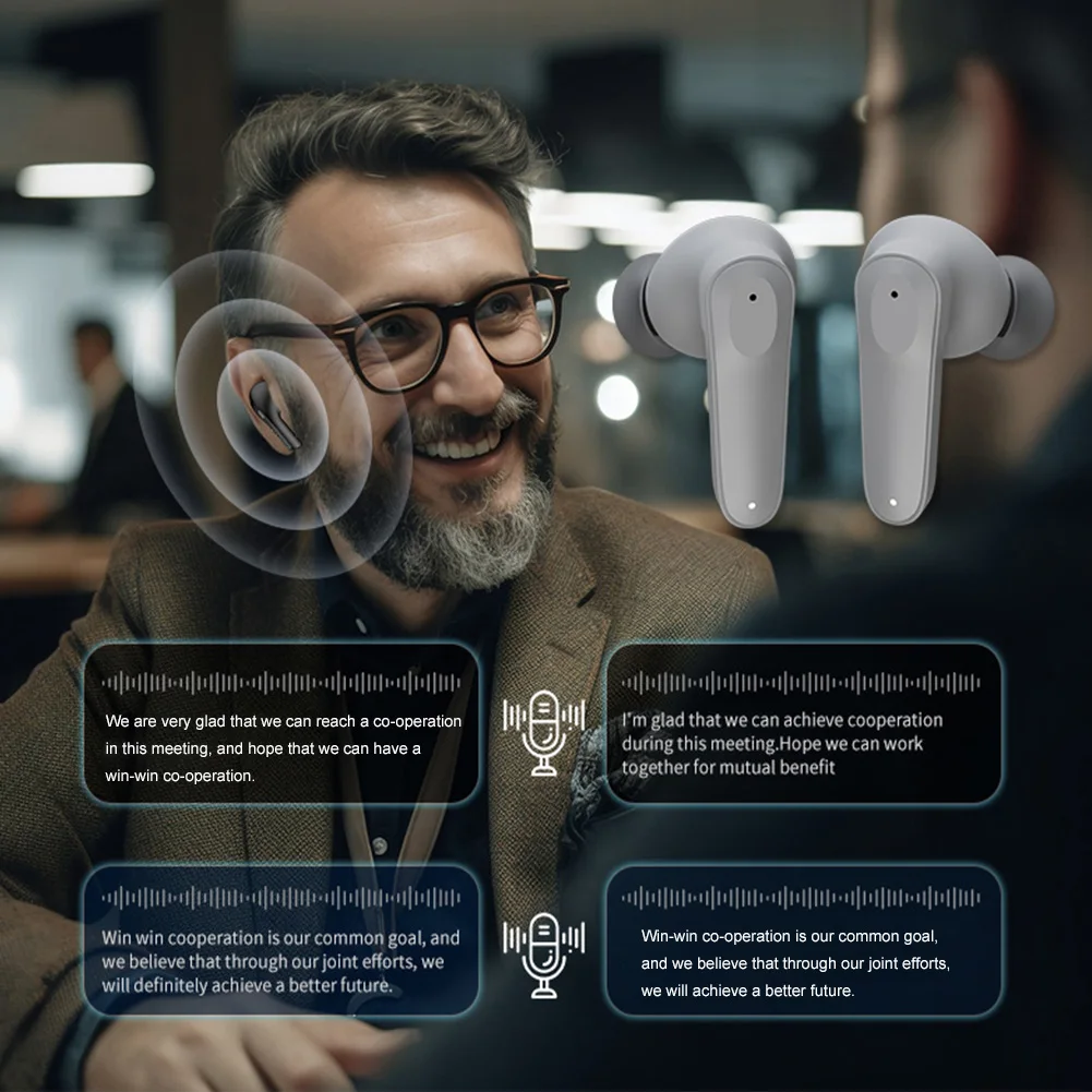 [AI Translator Earphone] A98 Bluetooth5.4 Translation Earbuds AI Real-time Wireless Headphones Office Travel 16mm Driver Unit