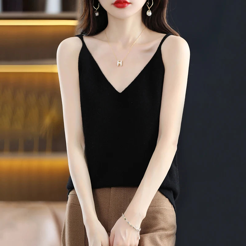 여성용 얇은 스트랩 캐미솔, 캐미솔, 부드러운 탱크 탑, 민소매 속옷 조끼, 단색, 슬림, 로우 체스트 슬링, 여름