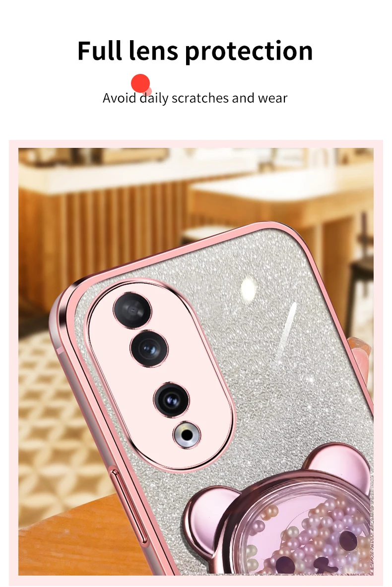 Honor90 Quicksand Bear support à paillettes coque de téléphone pour Huawei Honor 50 90 60 s 30 20 Lite housse de support Nova 10 11 Pro_voghion.com
