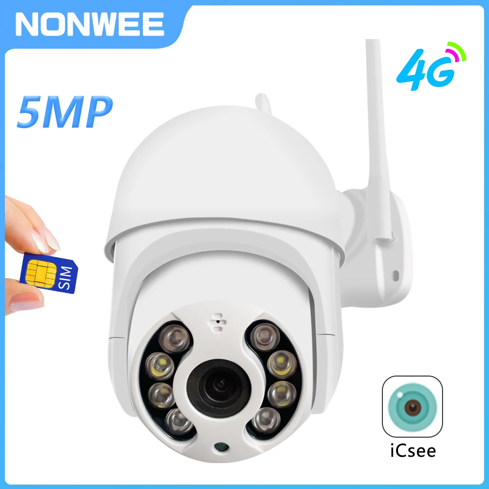 5MP 4G SIM Card IP Camera PTZ Outdoor 1080P HD WIFI Security Speed Dome Camera CCTV Video Surveillance Auto Tracking Onvif ICSEE