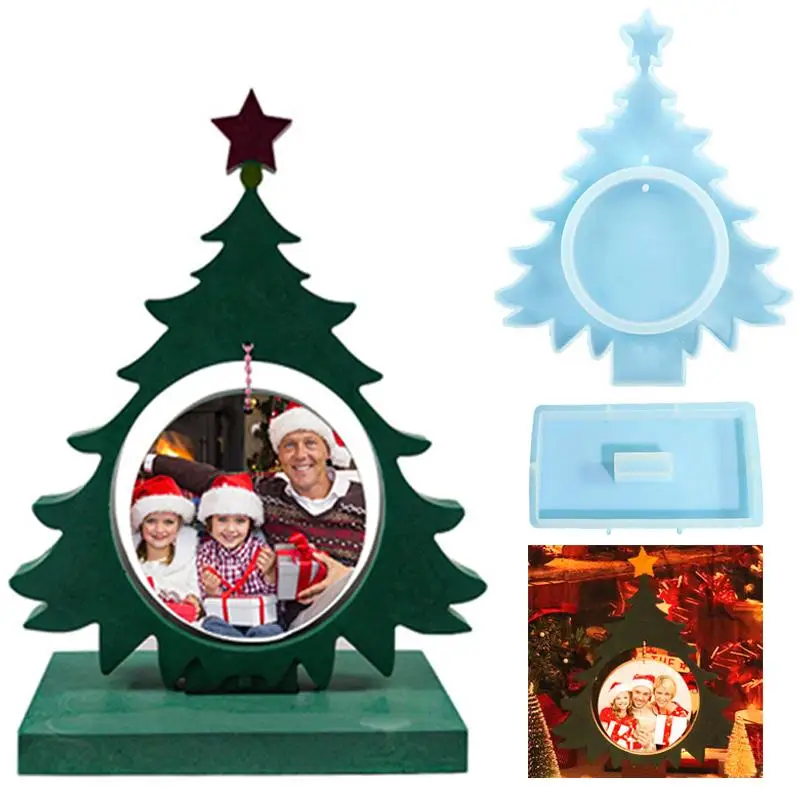 

Christmas Ornament Silicone Mold DIY Handmade Christmas Tree Photo Frame Resin Plaster Craft Gift Making Mould Home Decoration