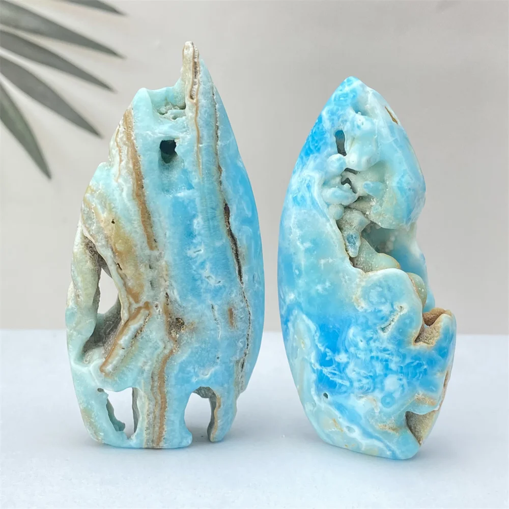 

Natural Gemstone Blue Hemimorphite Crystal Ornament Rough Polished Healing Energy Stone Spiritual Meditation Home Decor