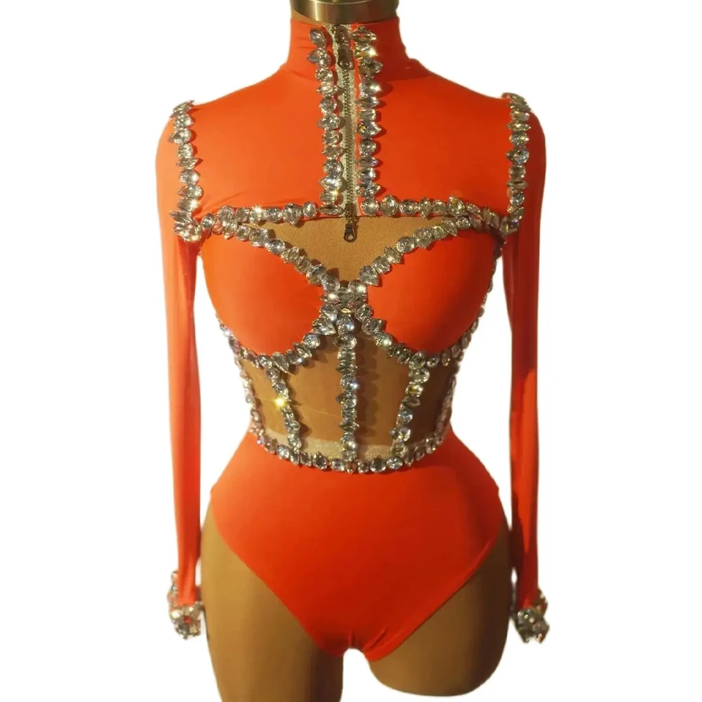 

Sparkly Diamonds Bodysuit for Women Sexy Performance Dance Costume Singer Dancer Stage Wear Nightclub Pole Dancing Outfit