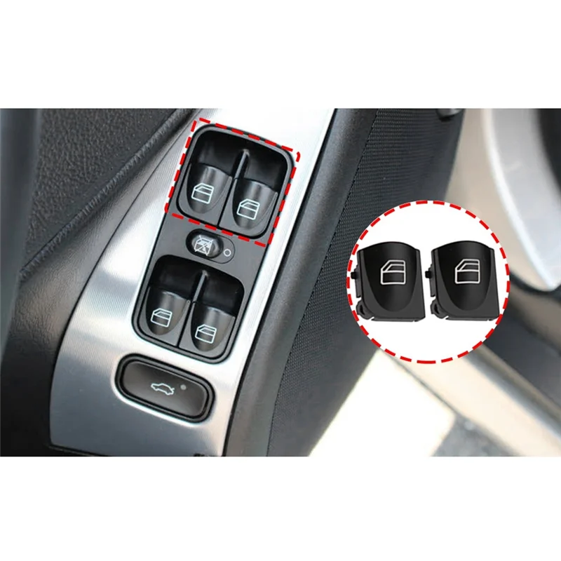 Window Switch Button Covers for Mercedes Benz W203 W208 C Clk Class Front Left+Right Window Switch Repair Button Caps 5