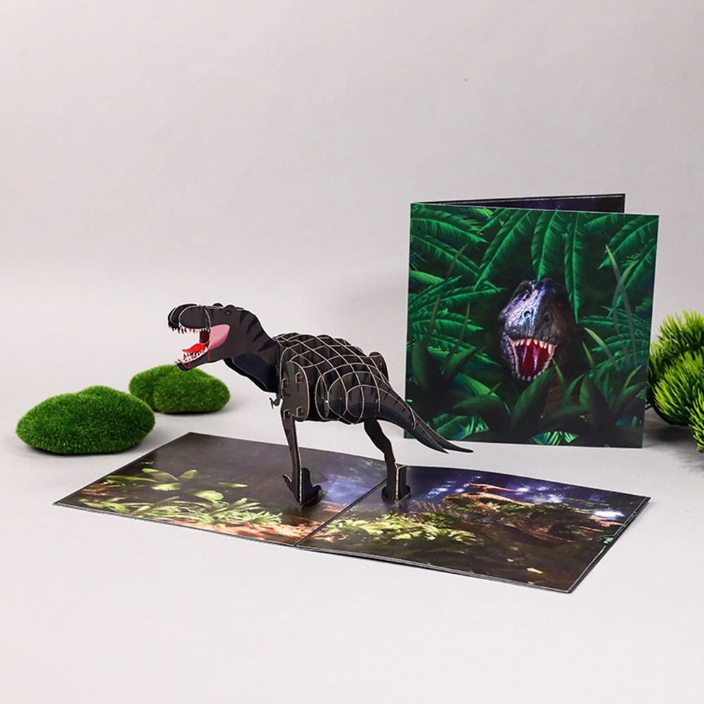 Creative Dinosaur 3D Greeting Card Children's Birthday Animal Greeting Card Blessing Message Postcard Invitation Letter