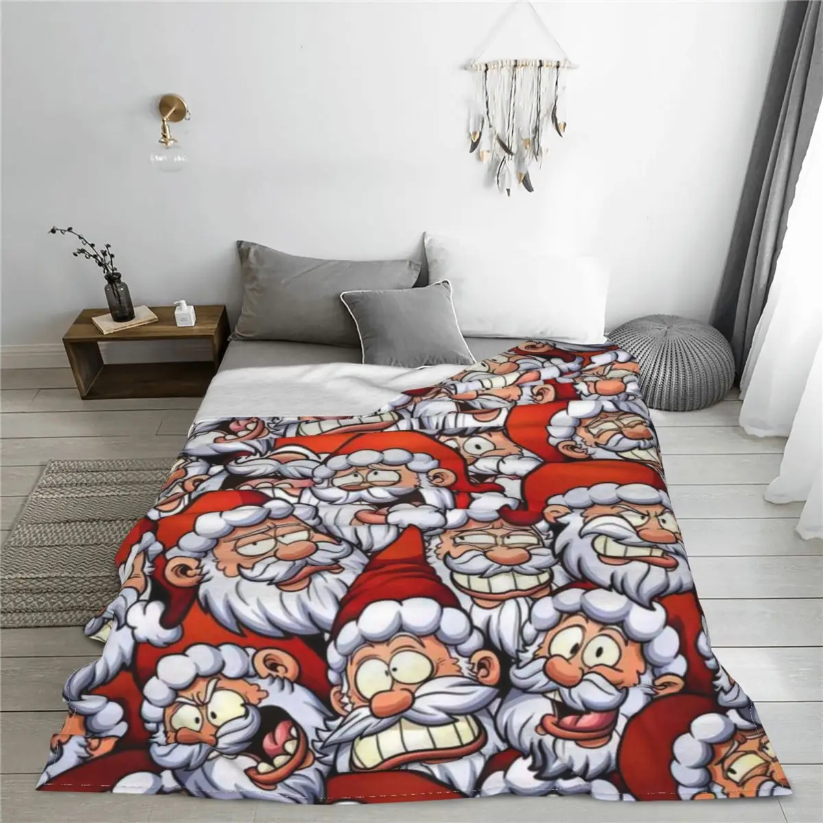 

Crazy Santa Flannel Fleece Blanket For Kids Teens Adults Soft Cozy Warm Fuzzy