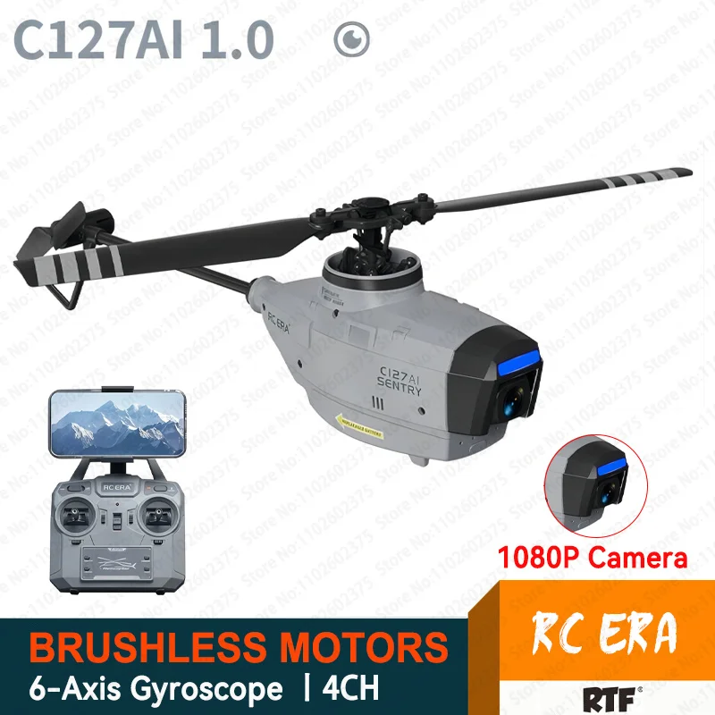 Rc Era C127Ai Rc Drone Black Bee Aerial Brushless Motor 1080P Camera Simulazione Modello Rc Elicottero 5G Wifi Senza Ailerons
