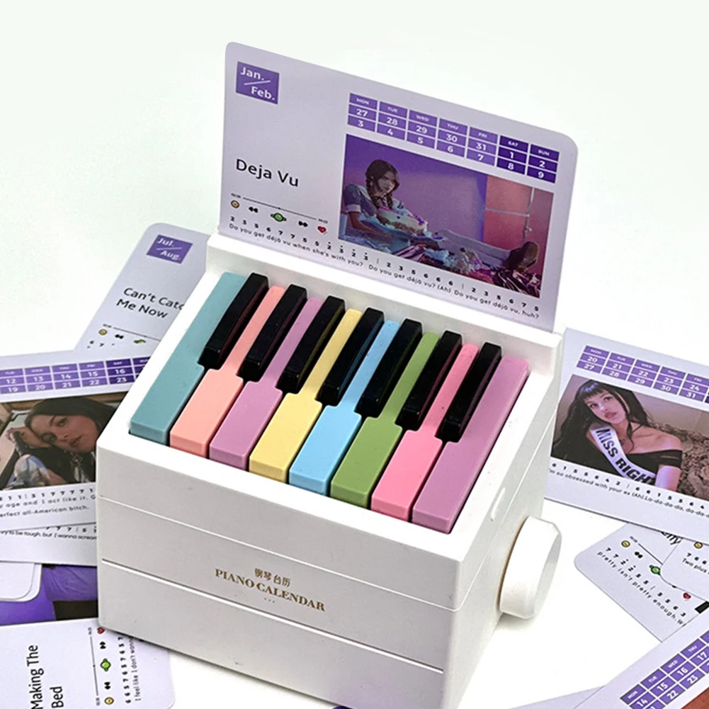 Singer Piano Calendar Music Sheets Toy Desktop Peripheral Ornaments with 27 Music Calendar Cards 26 Songs Gift for Fans
