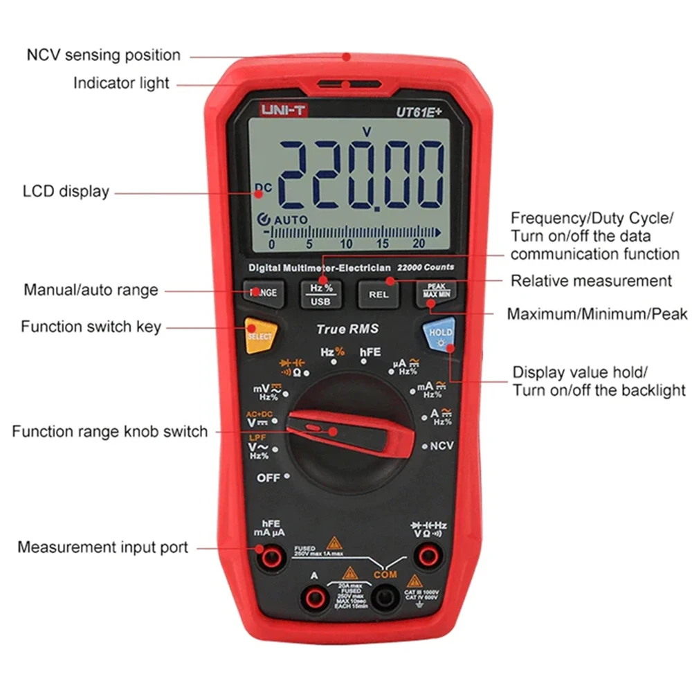 Digital multimeter multimeter tester analog multimeter UNI-T UT61B UT61D UT61E Plus smart multimeter analog & digital polymer electrician tester voltmeter ammeter electric multi meter