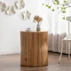 Retro Fashion Style Cylindrical Side Table with Vertical Texture Relief Design,Suitable for Living Room,Office,and Dining Room 4