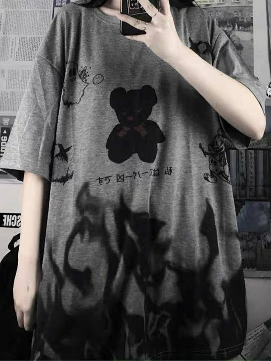 Black Japan T Shirt Loose Summer Oversize T Shirt Women Harajuku