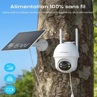 ieGeek 4G 2K HD LTE caméra de surveillance solaire extérieure sans fil, carte SIM sans WiFi, Vision nocturne, système d'analyse AI/Cloud 2