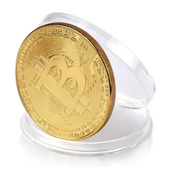 Gold Plated Bitcoin Commemorative Coin - Luxury Crypto Art Collectible (2pcs)