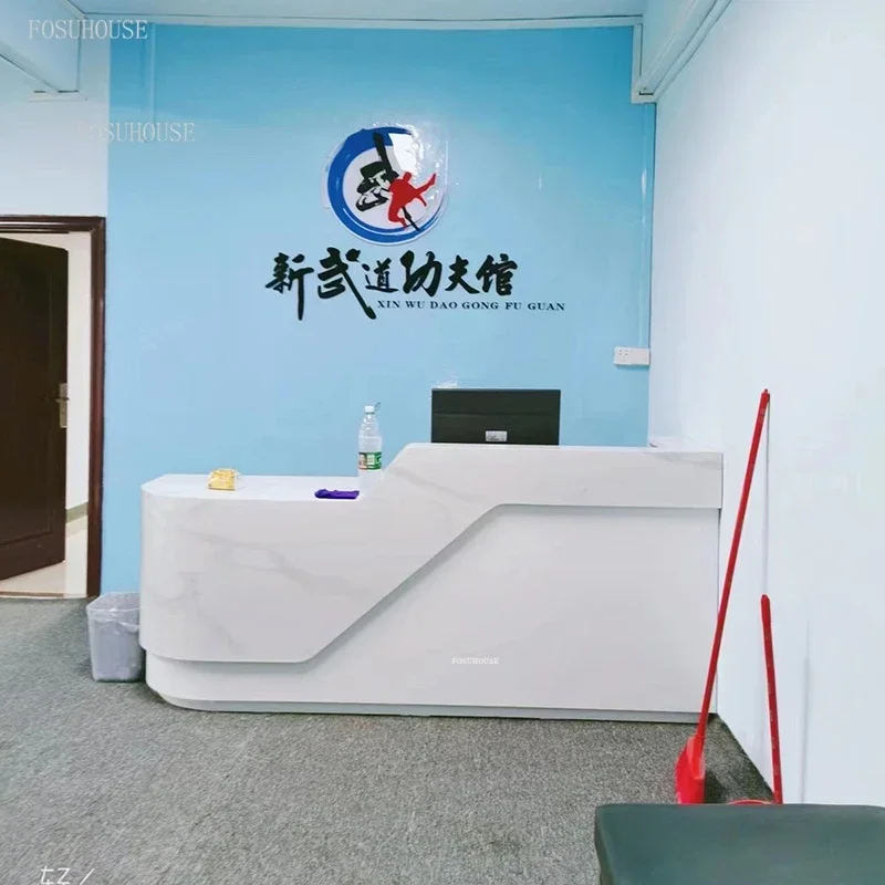 Simple Office Furniture Modern Beauty Salon Reception Desks Creative Bar Cashier Desk Clothing Store Dental Clinic Counter Table