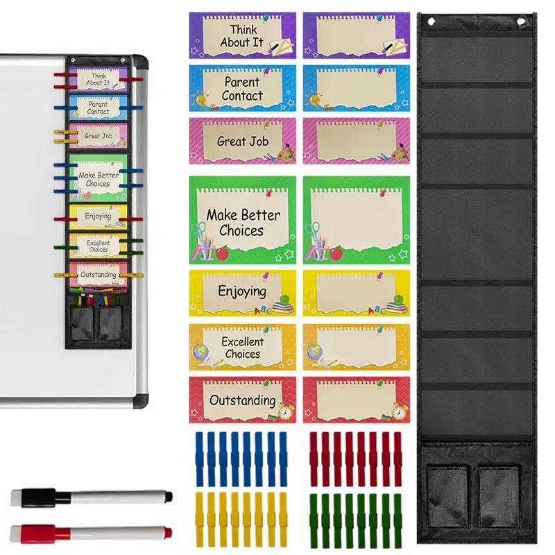 

Behavior Clip Chart 49pcs Educational Behavior Chart For Kids Double-Sided Behavioral Behavior Chart Reusable Clip Chart