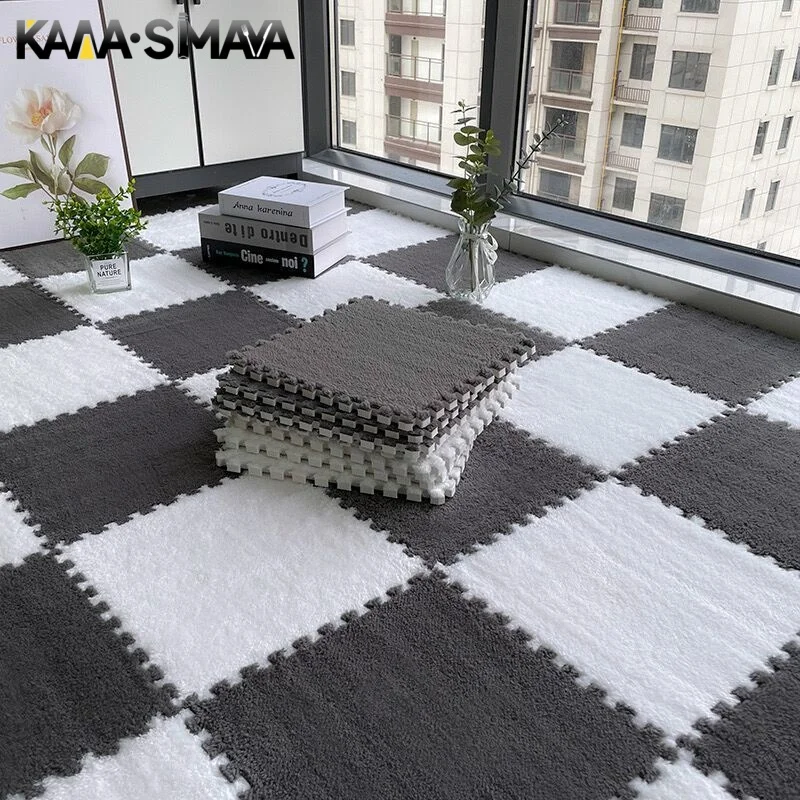 Tapis D'exercice Puzzle 24 Carreaux Gris - 60x60cm épais - Antidérapant