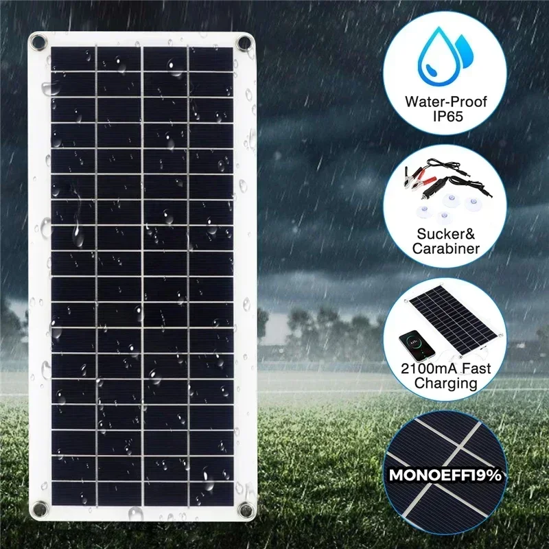 300W Flexible Solar Panel 12V Battery Charger Dual USB With 10A-60A Controller Solar Cells Power Bank for Phone Car Yacht RV solar panel kit solar controller foldable solar charger