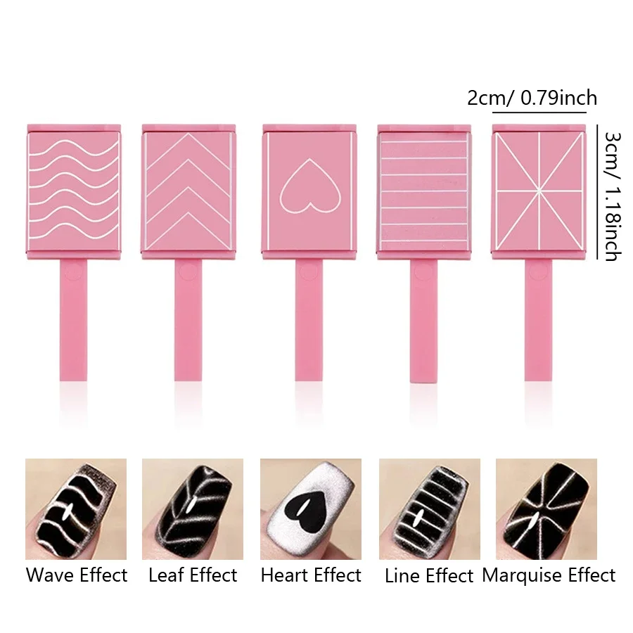 5Pcs Set Cat Eye Magnetic Stick Nail Art Gel Polish Manicure Wand for 3D Cat Eyes Effect magnetic nail art tools cat eye nail tool magnetic nail tools magnetic nail pen