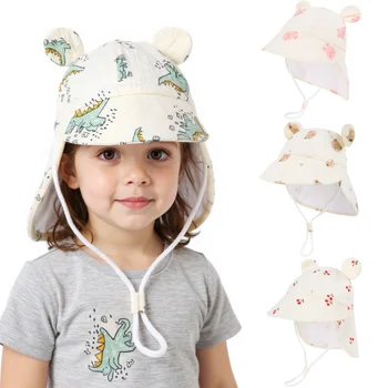 New Panama Autumn Baby Bucket Hat for Boys Girls Cartoon Breathable Mesh Children's Beach Shawl Sun Hat Kids UV Protection Cap 1