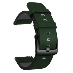 Premium Quick Release Leather Watch Band - Available in Multiple Sizes - 22mm (Green Black)
