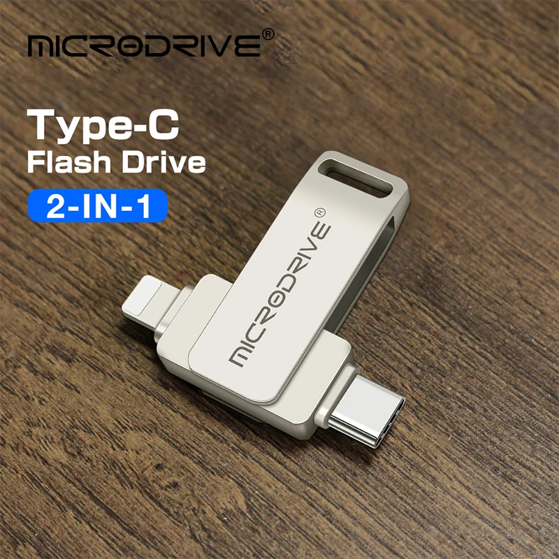 Usb Flash Drive Flash Drive Type C Pendrive TYPE-C Flash Drive pendrive for iPhone /Plus/X/ipad Usb/Otg 2 in 1 64/128/256GB for all iOS External Storage Devices/ cell phone
