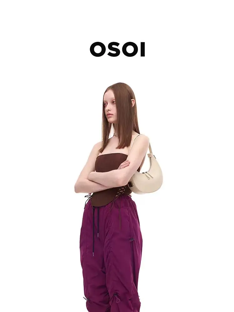 OSOI Korean Women's Moon Bend Bag Casual Fashion One Shoulder Underarm Bag Handheld Crescent Bag