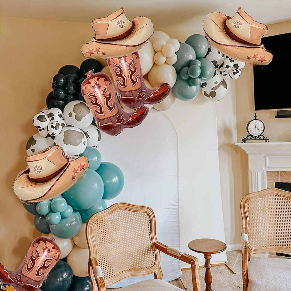 Cowgirl-Geburtstagsparty-Dekoration, großer Cowboy-Cowgirl-Hut, Stiefel, Folienballon, westliche Mottoparty, Rodeo, Junggesellinnenabschied, Dekoration – Detail 15