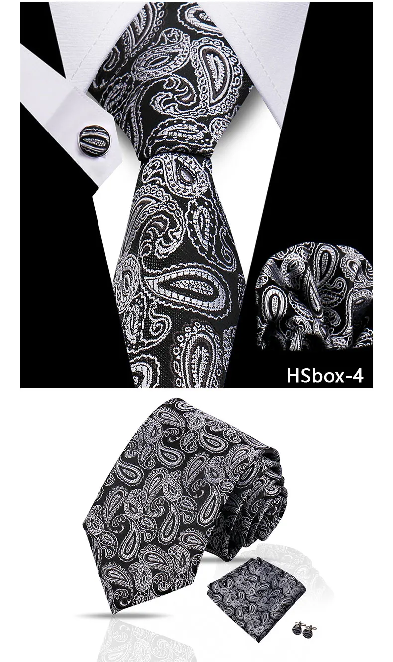 Mann Krawatte Set Luxus 8CM Krawatte Für Männer Business Einstecktuch Manschettenknöpfe 3 stücke Set Anzug Für Hochzeit bräutigam Trauzeuge Shirts Gravata – Detail 19