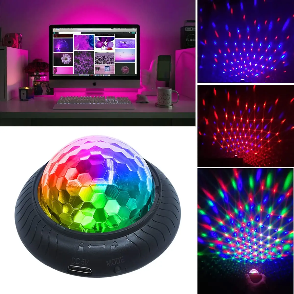 

Диджейская лампа, автомобивечерние USB мини-диско-шар, освесветильник s RGB, многоцветное украшение для автомобильной атмосферы, лампа, волшебный стробоскоп