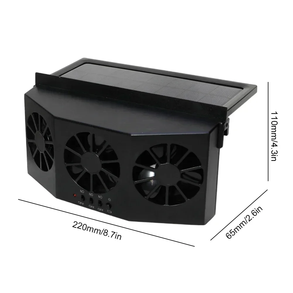 Solar Powered Car Ventilator Fan with 3 Heads for Vehicle Cooling