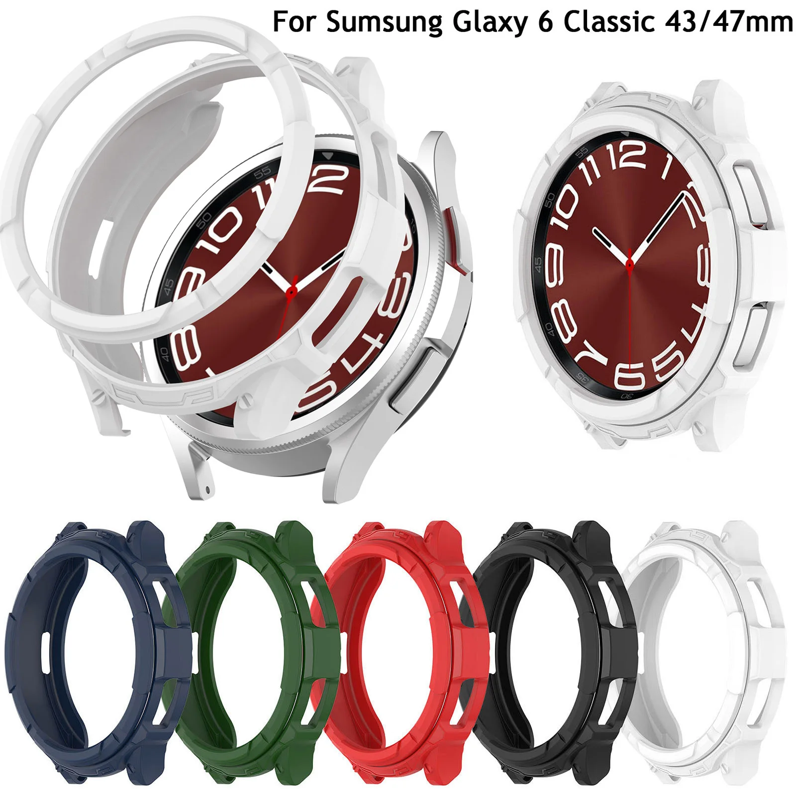 Custodia Per Orologio Armor + Cornice Rotante Per Samsung Galaxy Watch 6 Classic 43Mm 47Mm Smartwatch Cover Tpu Shell Bumper