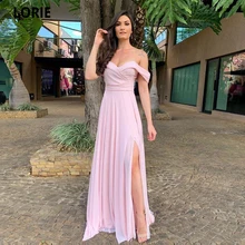 

LORIE A Line Slit Chiffon Saudi Arabia Prom Dresses 2022 Pleat Women's Evening Party Gowns Formal Customize Long Robes De Soirée
