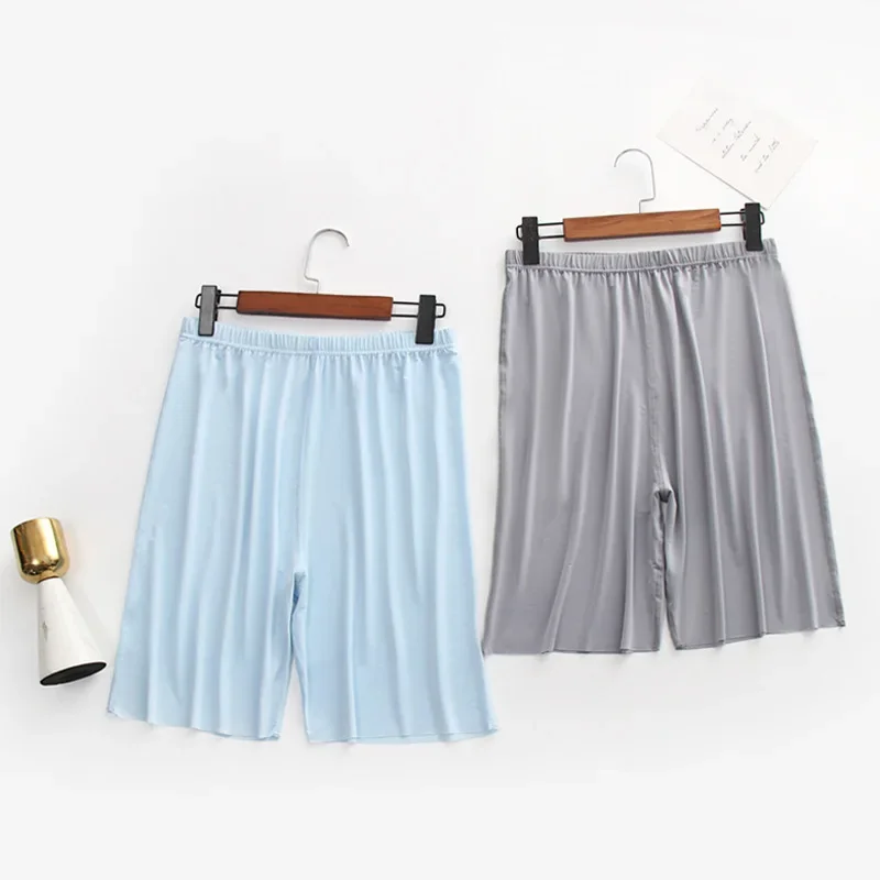 Ice Silk Sleepwear Men's Summer Home Shorts Ultra-Thin Simulation Silk Home Pants Large Size Five-Part Underwear Outdoor Wear