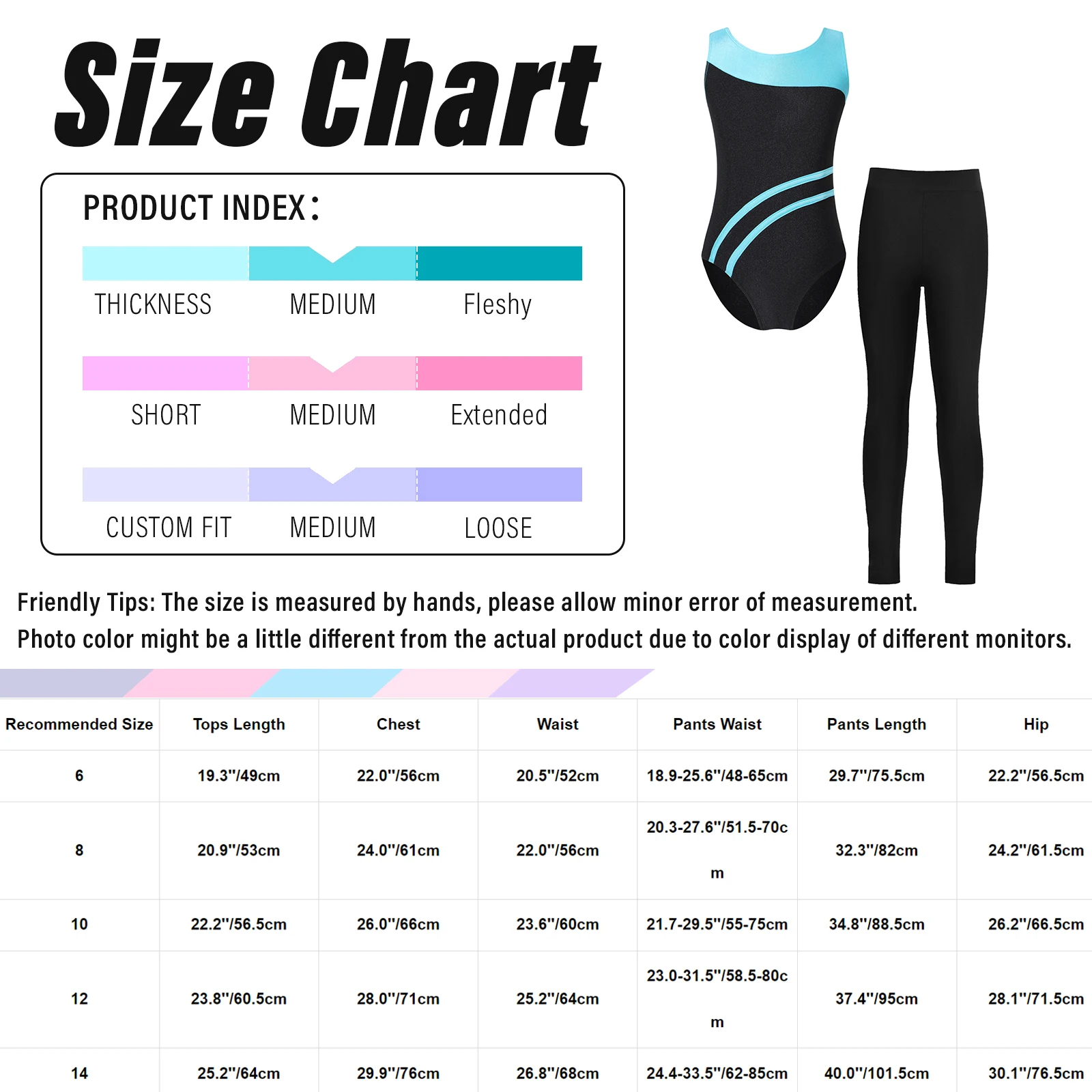 2pcs Kids Girls Dance Suits Open Back Contrast Color Sleeveless Leotard with Soild Color Leggings for Gymnastics Performance