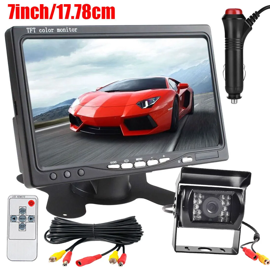 

7" Car TFT LCD Screen Monitor Rear View Reversing Backup Camera Kit with 10M Cable for Truck/Bus/RV/Trailer/Tractor/camper