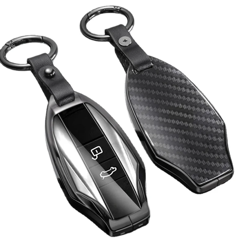 탄소 섬유 질감 고급 자동차 키 케이스, 체인 보호 케이스, MG7 2023