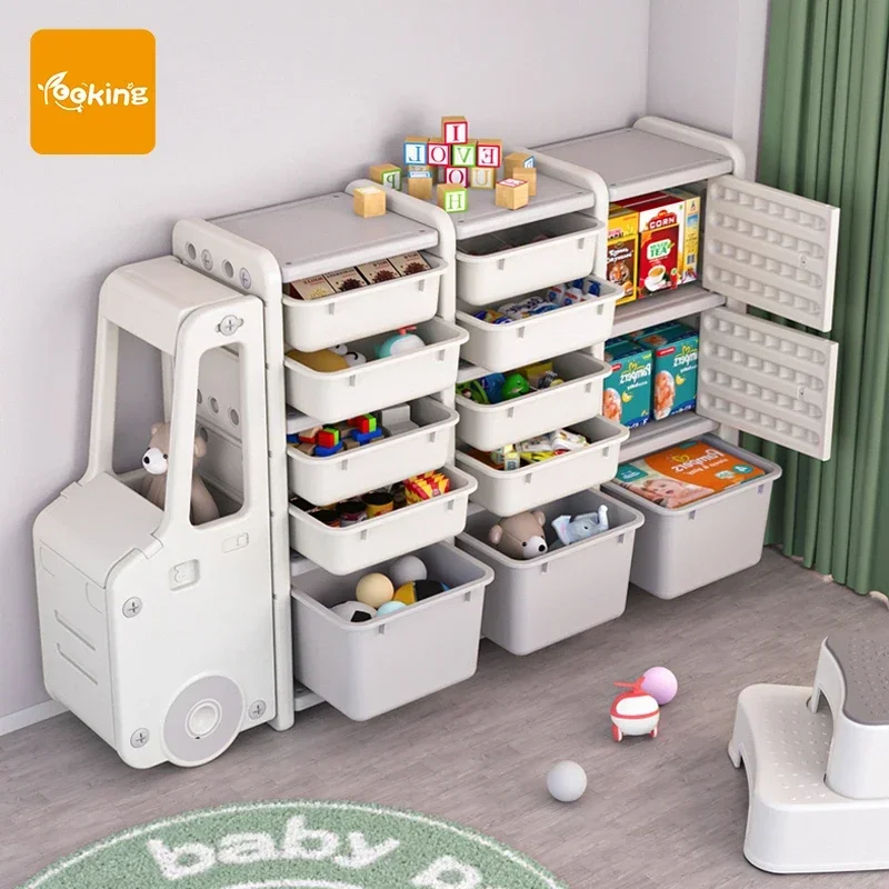 Large-Capacity Car Shape Toy Shelf Teen Oyuncak Rangement Jouet Organizer Kids' Book Shelf Plastic Children Toy Storage Cabinets