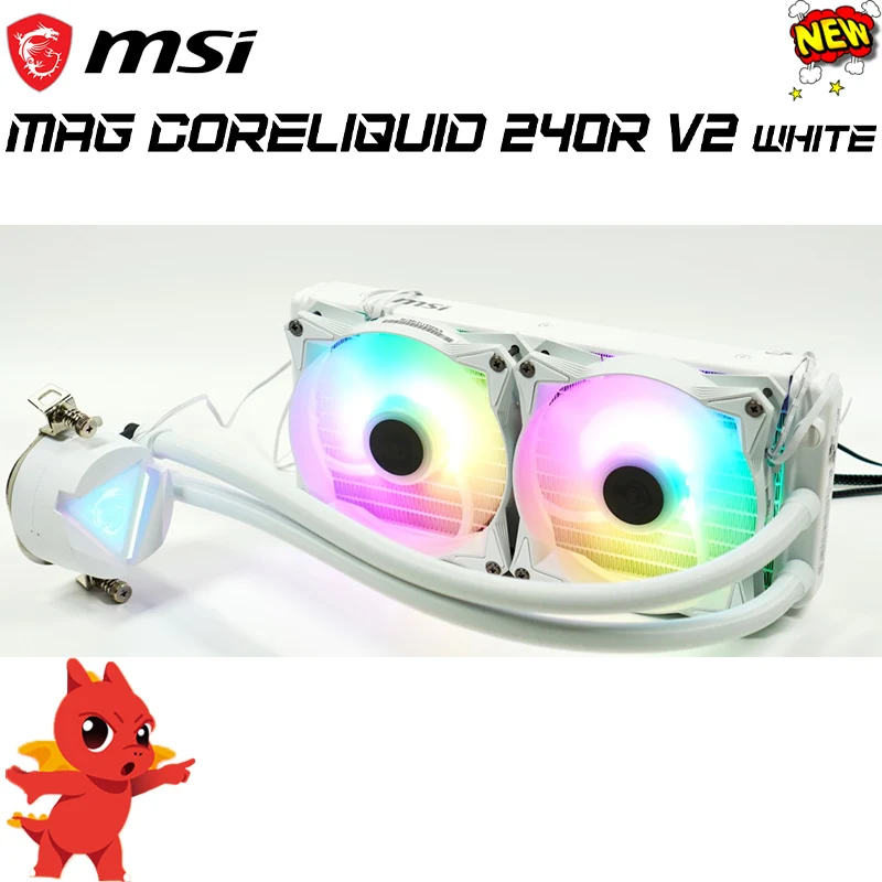 LGA 1700 MSI MAG CoreLiquid 240R V2 White AMD Intel CPU Motherboard ARGB  Water Cooler Radiator Dual 120mm AIO RGB PWM Fans NEW