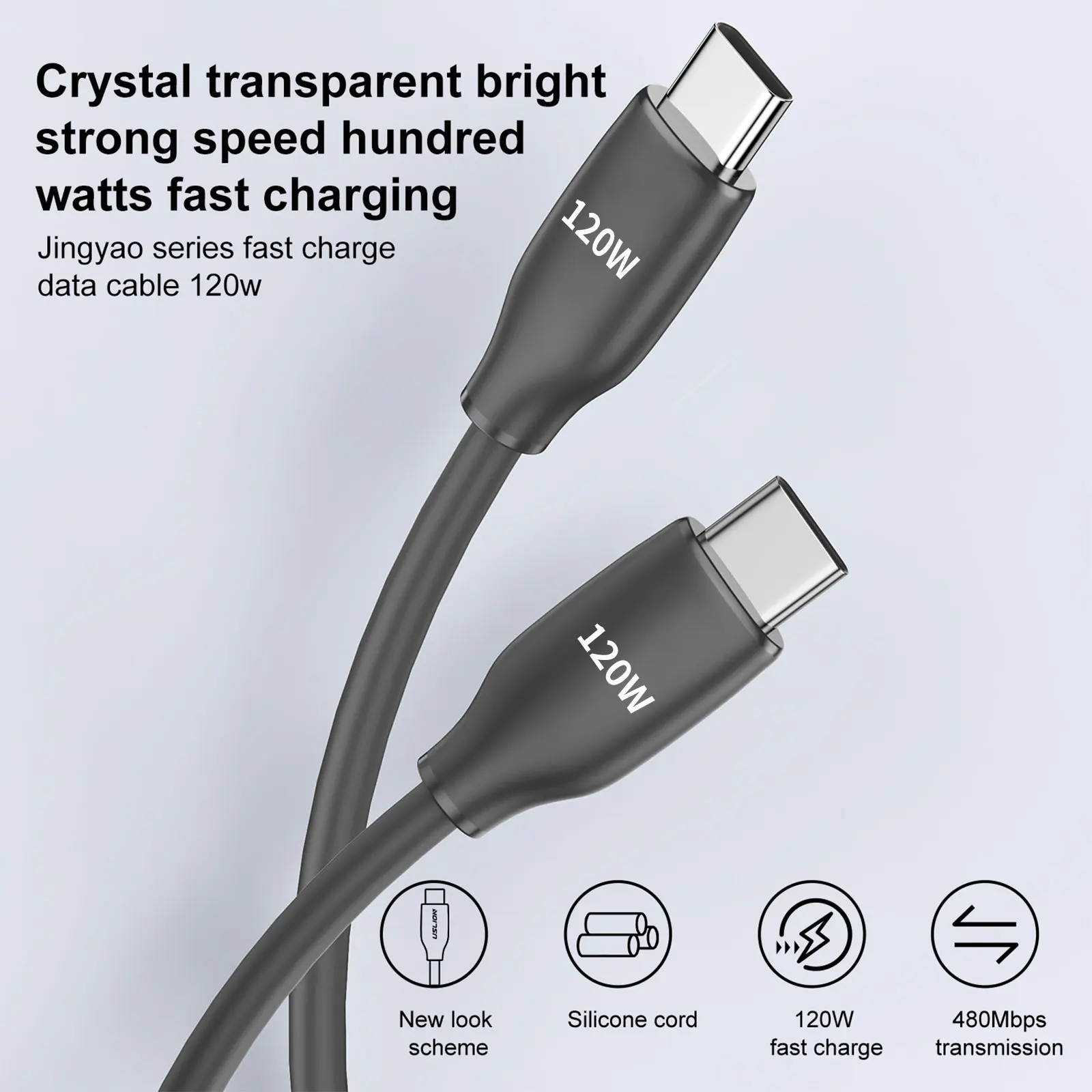 PD120W Type C to Type C Cable 1M/1.5M/2M USB-C Data Cable Fast Charging & Data Transfer for iphone 15 16 Huawei Xiaomi Samsung