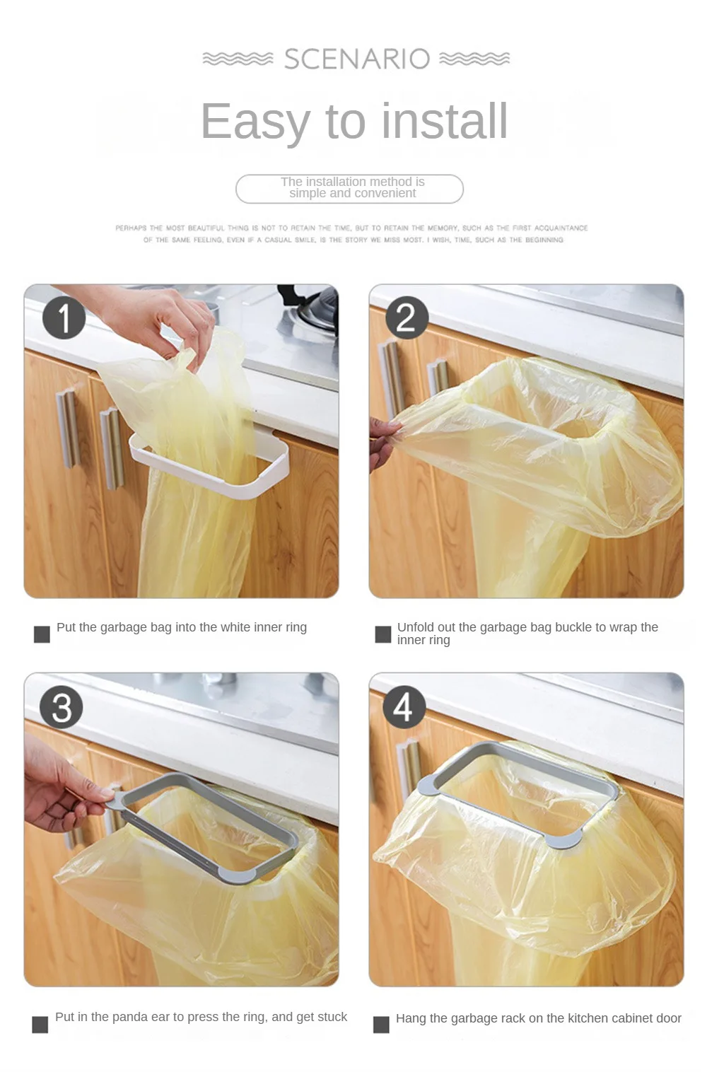 Compact design of Hangable Kitchen Garbage Bag Hanger