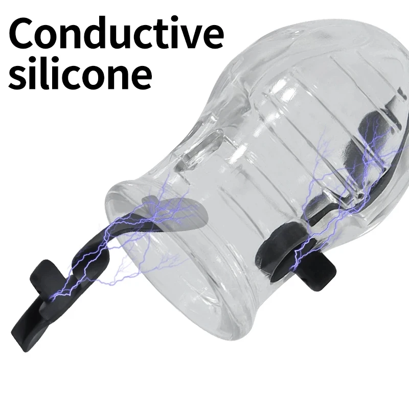 SM Eletric Shock Glans Sleeve Cock Cage Electro stimulation Penis Extender Exercises Sex Tools For Male Stimulation Massage Cup