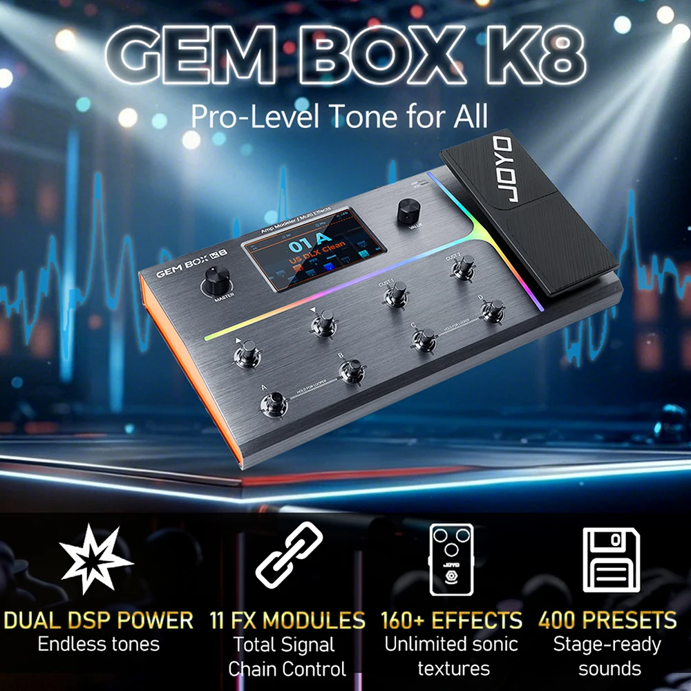 GEM BOX K8 Guitar Multi-Effects Processor Delay Reverb Effect Expression Pedal 6