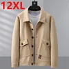 Plus Size Men's Autumn Winter Woolen Coat Extra Large tweed jacket Loose Casual Warm Coat Pocket Solid Windbreaker 11XL 12xl 1