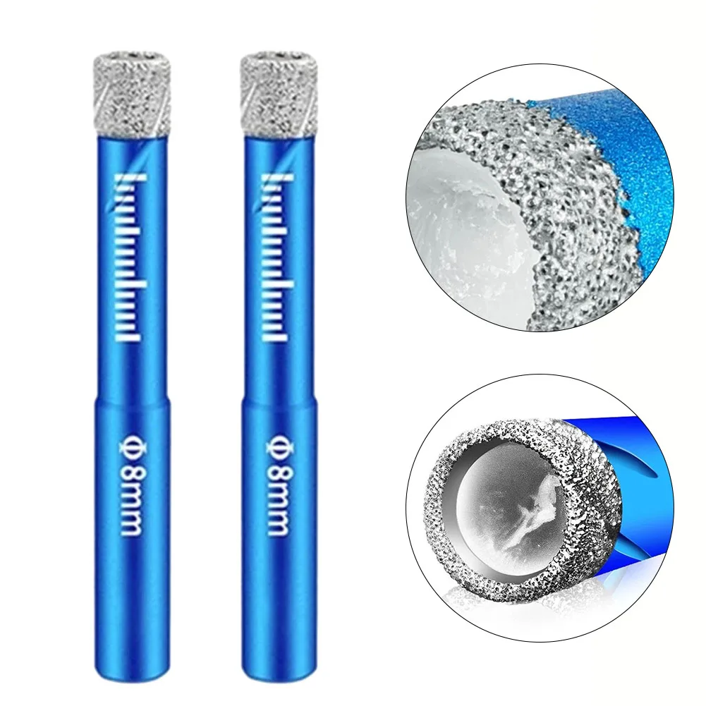 2PCS 6/8/10mm Diamond Coated Core Drill Bit Round Shank Blue Multipurpose Drill Bit For Glass Marble Power Tools Accessories lerdge 3d printer parts heated bed clip platform clamp heatbed retainer glass plate fixing adjustable clips accessories 2pcs